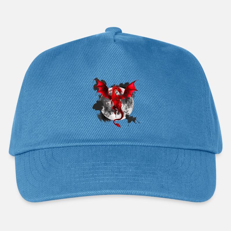 Farbflecken, Drachen Motiv, Monde - Kinder Basecap - Pfauenblau