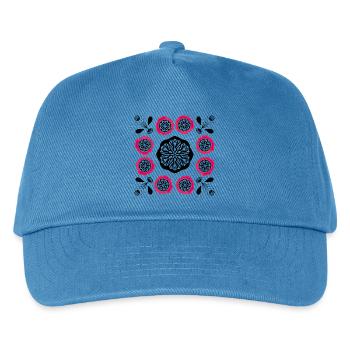 Flowerpower black and pink - Kinder Basecap - Pfauenblau - Vorne