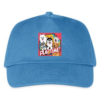 Playtime - Golden Retriever , Husky , Pomeranian - Kids’ Baseball Cap - peacock-blue - Front