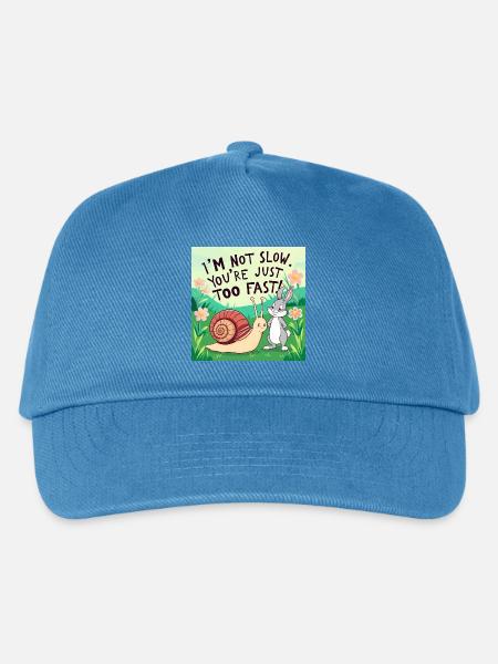 Ein Hase und eine Schnecke "Slow and Fast" - Kinder Basecap - Pfauenblau