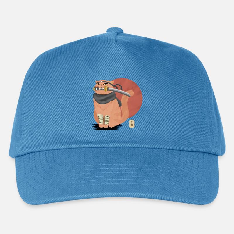 Samurai-Katze mit Katana - Kinder Basecap - Pfauenblau