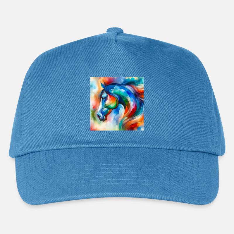 Pferdeportrait abstrakt - Kinder Basecap - Pfauenblau