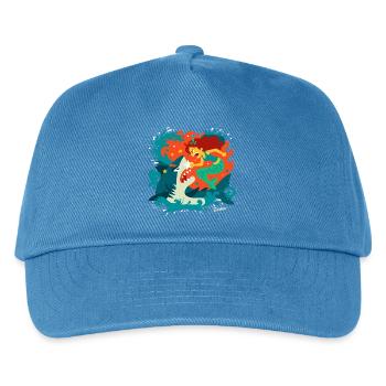 Mermaid versus Shark - Kids’ Baseball Cap - peacock-blue - Front