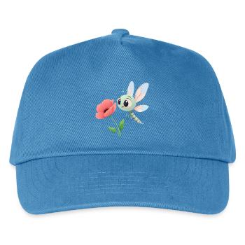 Baby Bunte Libelle in der Nähe einer Blume (v02) - Kinder Basecap - Pfauenblau - Vorne