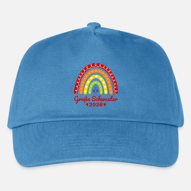 Große Schwester 2026 Regenbogen - Kinder Basecap - Pfauenblau