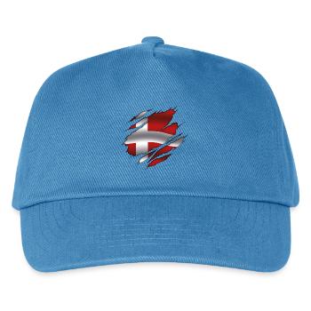 Flagge von Dänemark - Dänemark - Zerrissene Flagge - Kinder Basecap - Pfauenblau - Vorne