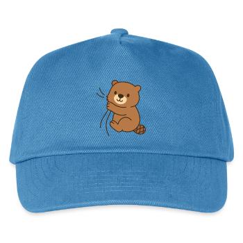 Snuggled up – baby beaver - Kids’ Baseball Cap - peacock-blue - Front