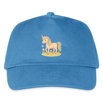 Colorful unicorn with flowers and butterfly - Kids’ Baseball Cap - peacock-blue - Front