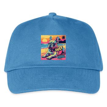 Soothing dog on the beach with Just Chill written on it - Kids’ Baseball Cap - peacock-blue - Front