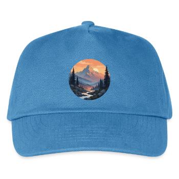 Mountain Landscape at Sunset - Kids’ Baseball Cap - peacock-blue - Front