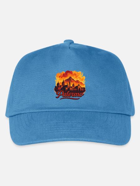 Palermo Stadt Italien Sizilien Silhouette Geschenk - Kinder Basecap - Pfauenblau