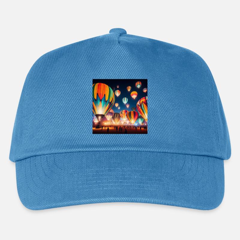 Bunte Nacht-Heißluftballons - Kinder Basecap - Pfauenblau