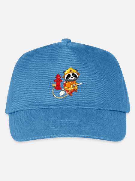 Niedlicher Waschbär-Feuerwehrmann mit Hydrant - Kinder Basecap - Pfauenblau