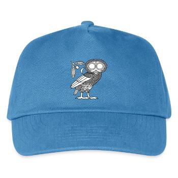 Eule der Athene [Weiß + Kranz & Halbmond] - Kinder Basecap - Pfauenblau - Vorne