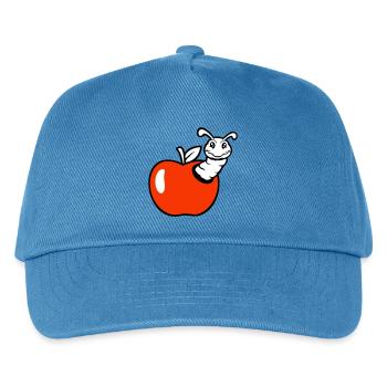 la chenille du fruit de la pomme jette un œil par le trou sourit au doux ver - Casquette de baseball Enfant - bleu paon - Devant