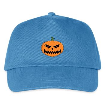 Bedrohliches Kürbislaternen-Halloween-Design - Kinder Basecap - Pfauenblau - Vorne