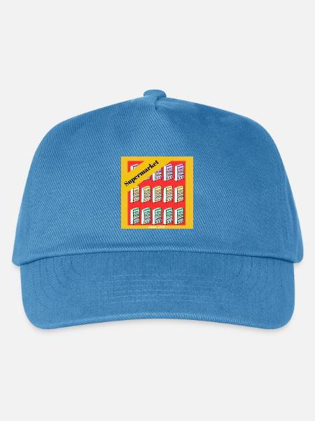 Retro Supermarkt Regale Illustration - Kinder Basecap - Pfauenblau