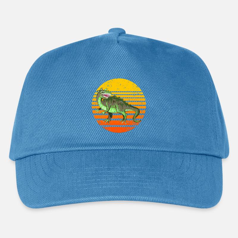 Retro Dinosaur Design mit Sonnenuntergang - Kinder Basecap - Pfauenblau