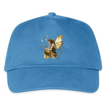 Edel-Fee mit Schmetterlingsflügel - Kinder Basecap - Pfauenblau - Vorne