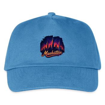 Manhattan Stadt New York Silhouette Geschenk - Kinder Basecap - Pfauenblau - Vorne