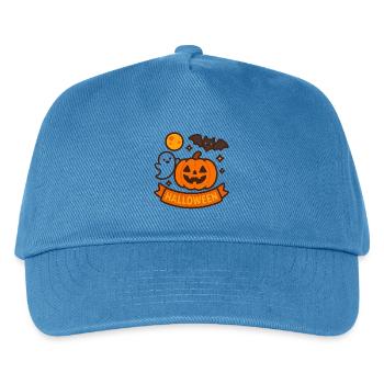 Kürbisgesicht Halloween Banner - Kinder Basecap - Pfauenblau - Vorne