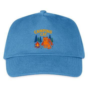 Campingkatze am Lagerfeuer - Kinder Basecap - Pfauenblau - Vorne