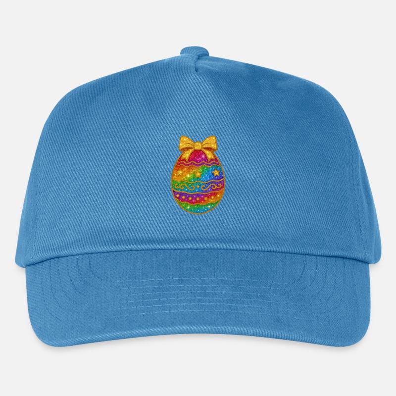Regenbogen Glitzer-Ei mit Schleife - Kinder Basecap - Pfauenblau