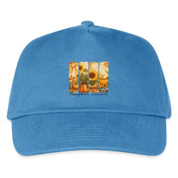 Kürbis Saison Herbst Motiv - Kinder Basecap - Pfauenblau - Vorne