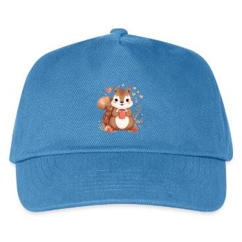 Autumnal squirrel with hot cocoa - Kids’ Baseball Cap - peacock-blue - Front