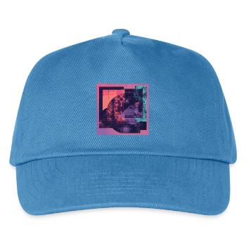 Neon Kollage Geometrische Muster - Kinder Basecap - Pfauenblau - Vorne