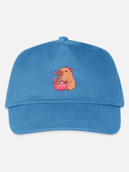 Süßes Capybara liebt es, Ramen-Nudeln zu essen - Kinder Basecap - Pfauenblau