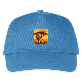 Löwe vor Sonnenuntergang in der Savanne - Kinder Basecap - Pfauenblau - Vorne