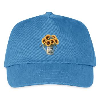 Blühen Sie, wo Sie gepflanzt sind Sonnenblumen-Design - Kinder Basecap - Pfauenblau - Vorne
