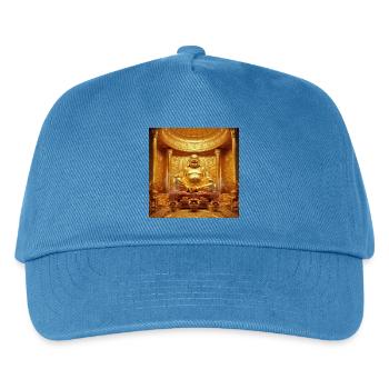 Goldener Bitcoin Buddha Tempel - Kinder Basecap - Pfauenblau - Vorne