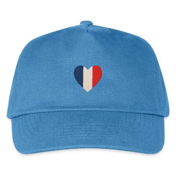Dreifarbiges blaues, weißes, rotes Herz - Kinder Basecap - Pfauenblau - Vorne