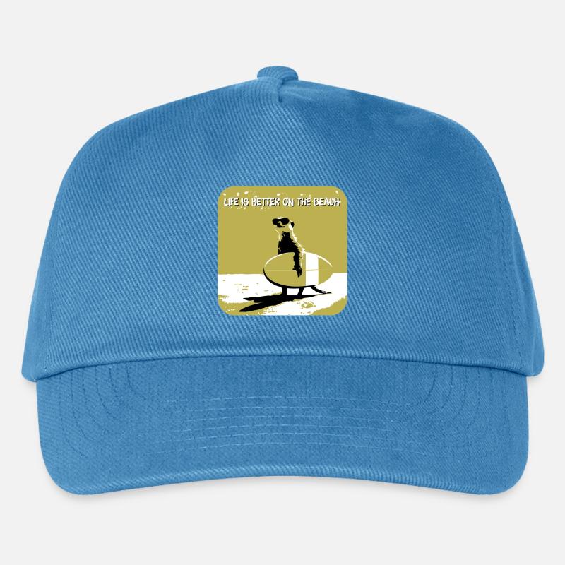 cooles Erdmännchen mit Surfboard - Kinder Basecap - Pfauenblau