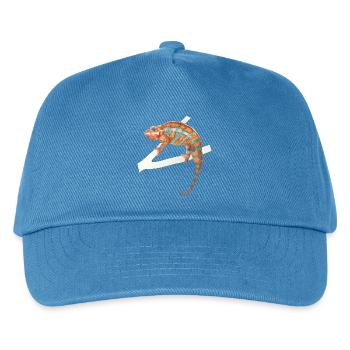 orange türkises Chamäleon Chamaeleon zeylandicus - Kinder Basecap - Pfauenblau - Vorne
