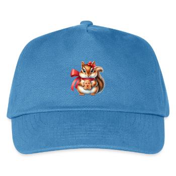 Ingwer-Eichhörnchen mit Keks - Kinder Basecap - Pfauenblau - Vorne