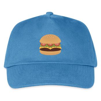 Klassische Burger Flat Kunst - Kinder Basecap - Pfauenblau - Vorne