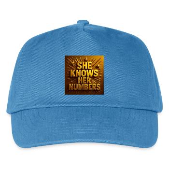 She Knows Her Numbers - Kids’ Baseball Cap - peacock-blue - Front