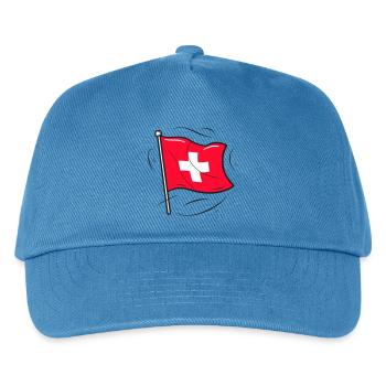 Schweizer Flagge Patriot Design - Kinder Basecap - Pfauenblau - Vorne