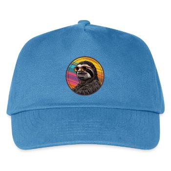 Faultier mit Sonnenbrille - Kinder Basecap - Pfauenblau - Vorne