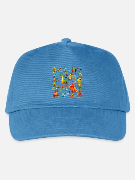Cute Sports Dino Pattern, Dino Championship - Kids’ Baseball Cap - peacock-blue