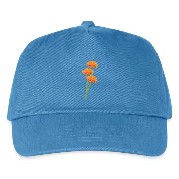 Orangene Gerbera Trio - Kinder Basecap - Pfauenblau - Vorne