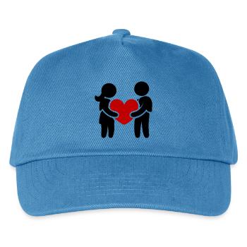 Paar Verliebt Herz - Kinder Basecap - Pfauenblau - Vorne