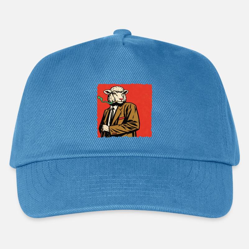 Lamm im Anzug mit Pfeife - Kinder Basecap - Pfauenblau