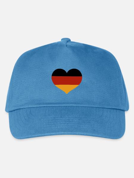 Deutsche herzförmige Flagge - Kinder Basecap - Pfauenblau