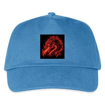 Neon dragon in red fire - Kids’ Baseball Cap - peacock-blue - Front