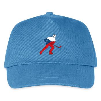 Eishockeyspieler mit tschechischer Flagge - Kinder Basecap - Pfauenblau - Vorne