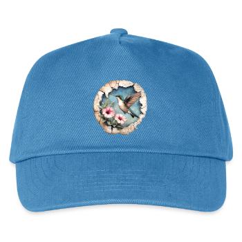 Kolibri mit Blüten - Kinder Basecap - Pfauenblau - Vorne